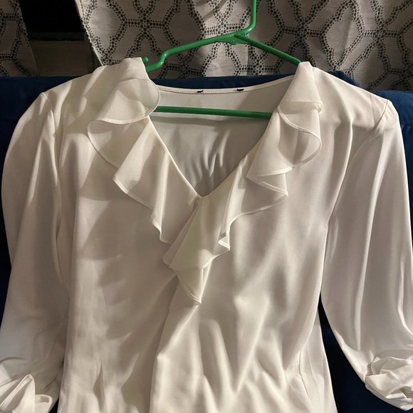 Karl Lagerfeld White Ruffle Blouse - Picture 1 of 2